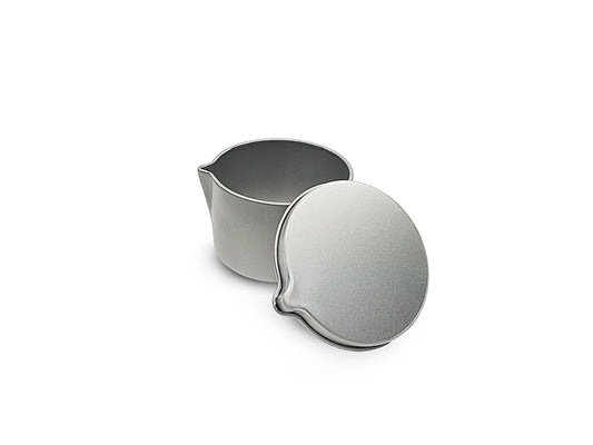 Professional grade seamless silver massage candle tin with pouring spout